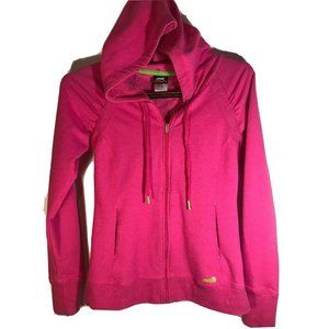 Women's Fitted Small AVIA Pink Activewear Sweatshirt Hoodie Zip Up Lime Green